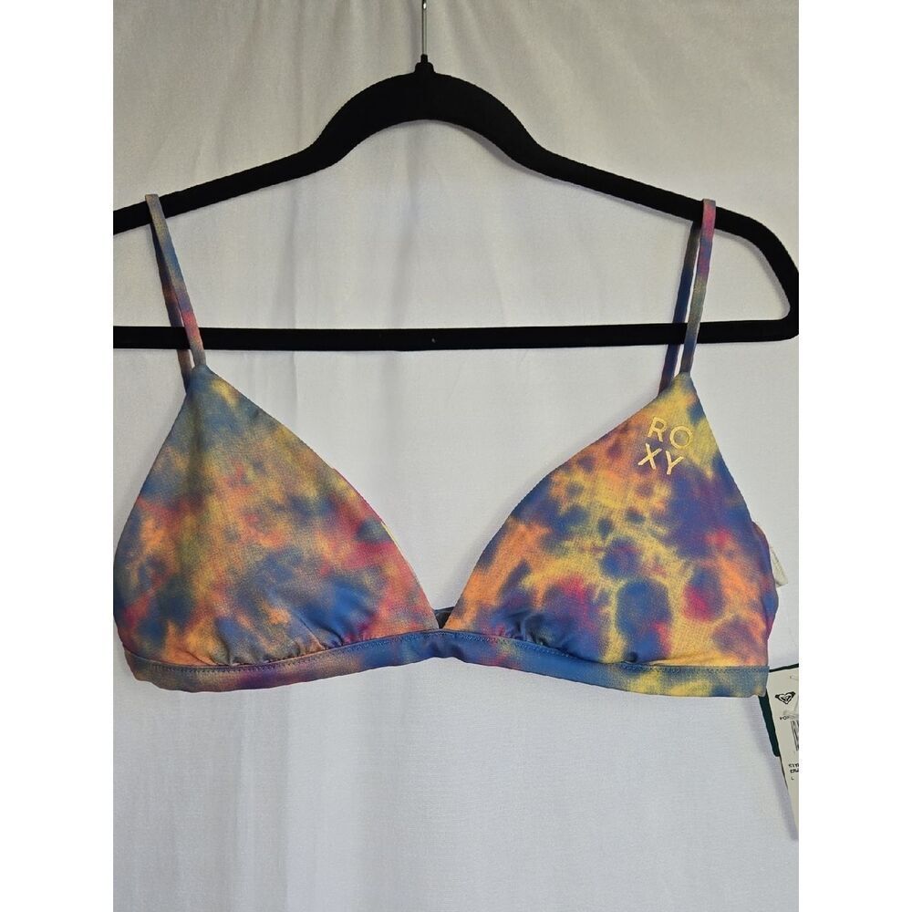 Roxy Tie-Dye Triangle Bikini Top - Blue, Yellow, Pink